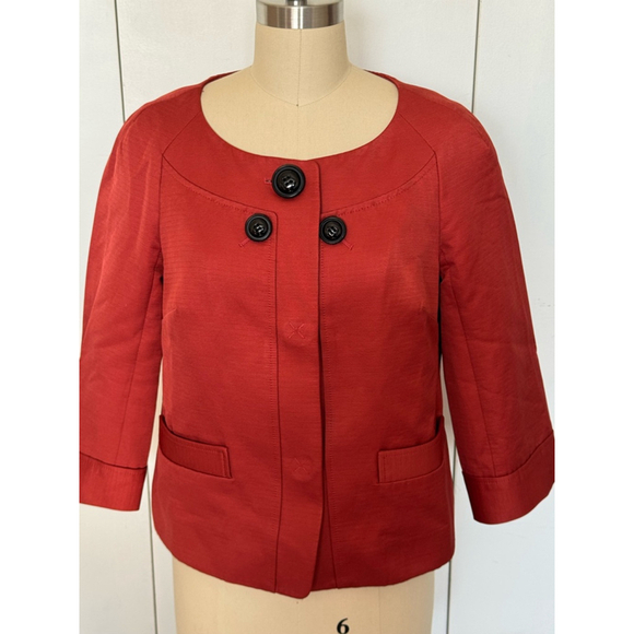Women's Classiques Entier rust Red button snap front 3/4 sleeve Jacket Size S - Picture 1 of 11